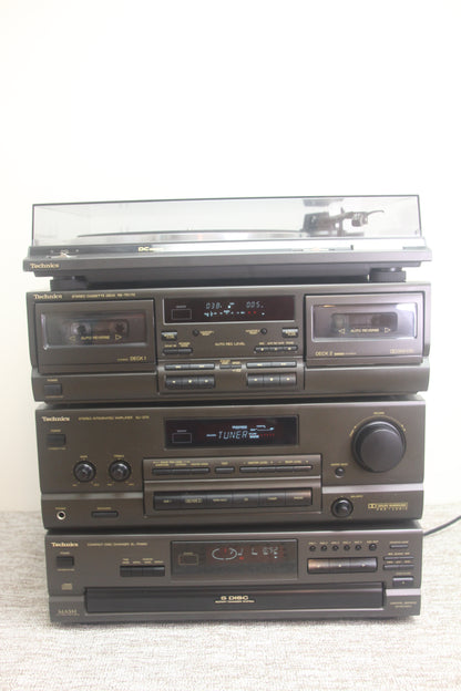 80's Blast !!! Complete Serviced Technics Stereo System !!! Amp, Cassette, CD, Turntable and Speakers ! Mint with Remote !!