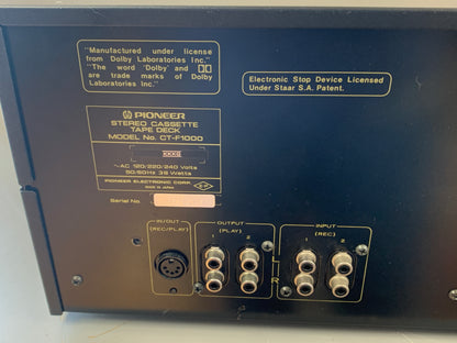 Pioneer CT-F-1000 Single Cassette Deck * Recapped in 2020 * Serviced * $100 USA Flat Shipping