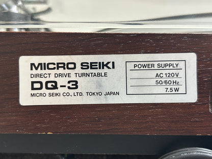 Micro Seiki DQ-3 Direct Drive Turntable * New AT3600L cartridge * Fully Serviced