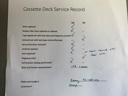 Sony TC-229SD Single Cassette Deck * Fully Serviced !