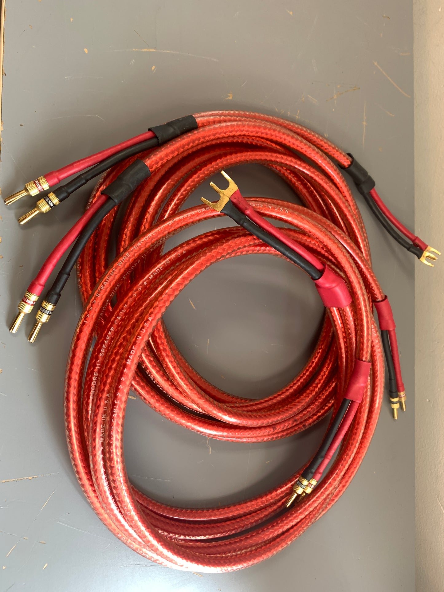 Straight Wire ENCORE II * 6Ft Speaker Cables * Spades to Bi-Amp Banana