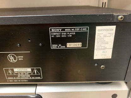 Sony CDP-C445 CD Carousel 5 Discs