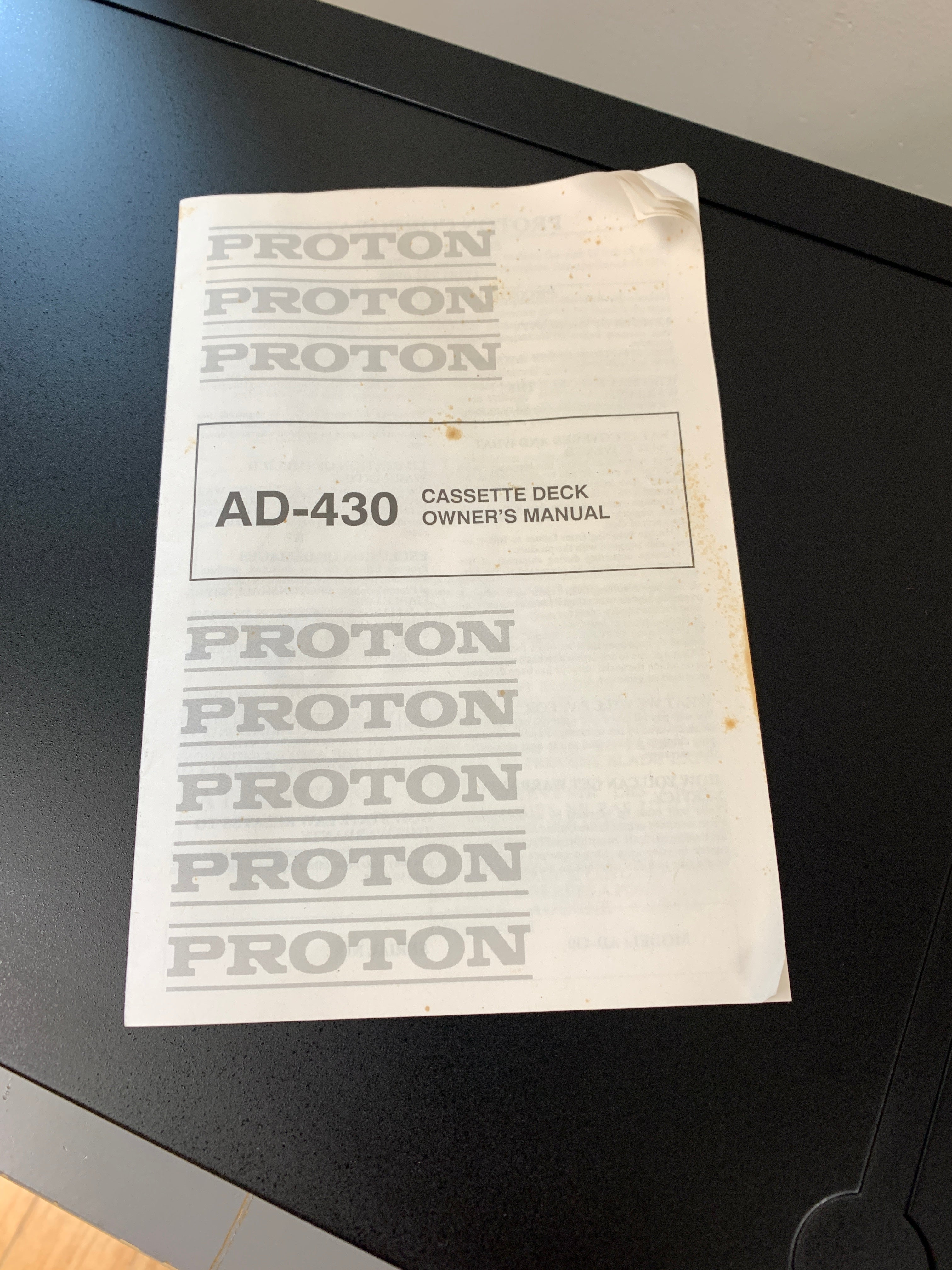 Proton AD430 Single Cassette Deck * Manual * Box – The Turntable Store