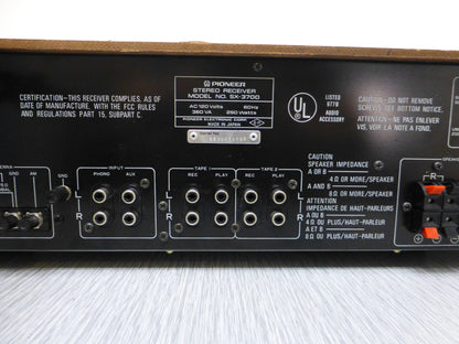 Pioneer SX-3700  AM/FM Stereo Receiver (1980-81) * 45W RMS