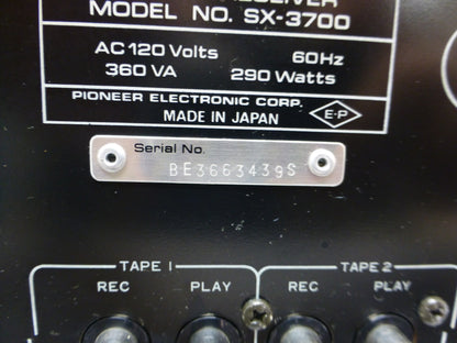 Pioneer SX-3700  AM/FM Stereo Receiver (1980-81) * 45W RMS