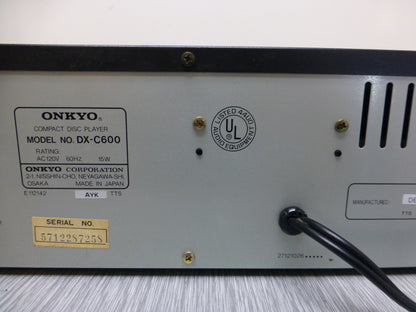 Onkyo DX-C600  Compact Disc Changer * 6 Disc Cartridge * 2 Cartridges