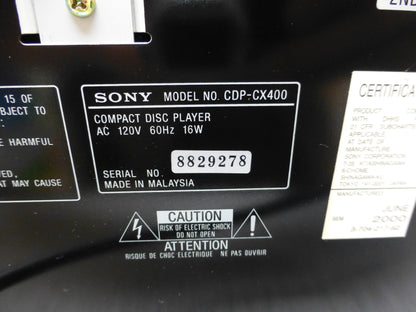 Sony CDP-CX400 Cd Changer 400 Cds