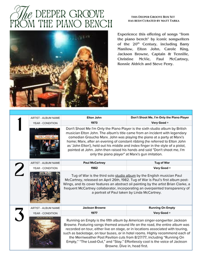 The Deeper Groove Curated Vinyl Box Set : From the Piano Bench