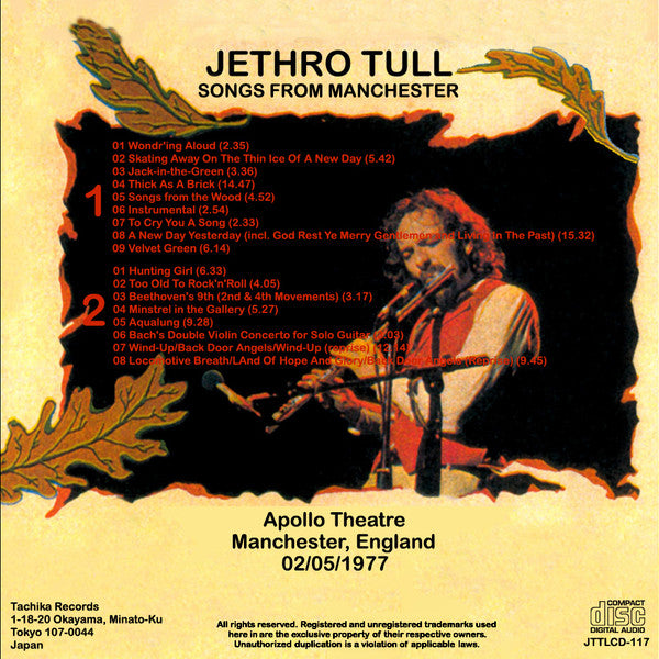 Jethro Tull – Songs From Manchester (CD, Bootleg) (Near Mint (NM or M-))