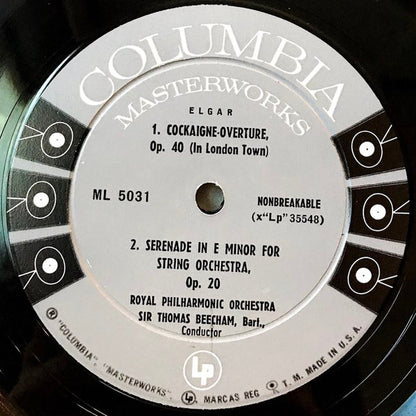 Sir Thomas Beecham, The Royal Philharmonic Orchestra, Sir Edward Elgar : Elgar: Enigma Variations, Op. 36 - Cockaigne Overture, Op. 40 - Serenade For String Orchestra, Op. 20 (LP, Album, Mono)