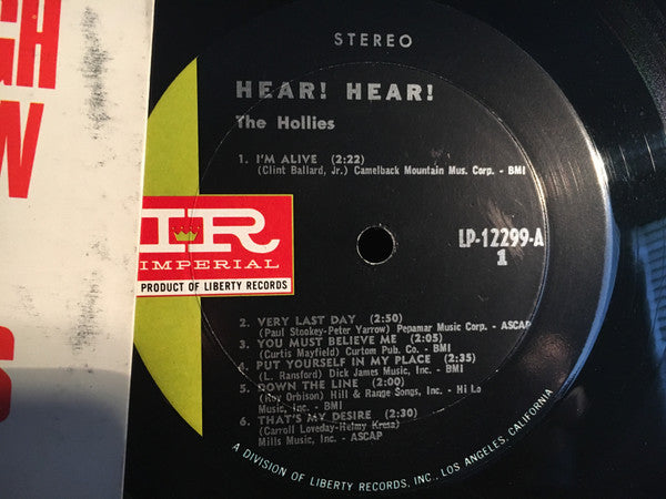 The Hollies : Hear! Here! (LP, Album, 2nd)