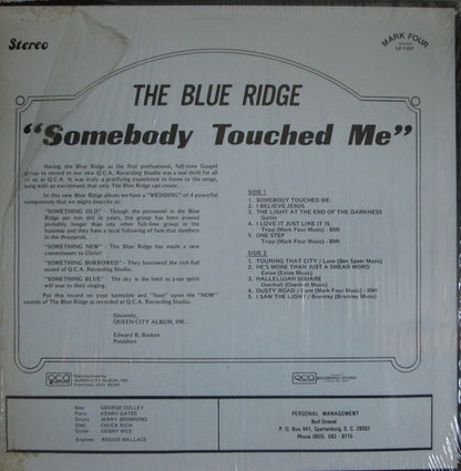 The Blue Ridge Quartet : Somebody Touched Me (LP, Album)