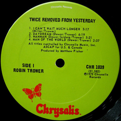 Robin Trower : Twice Removed From Yesterday (LP, Album)