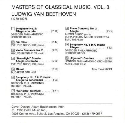 Ludwig van Beethoven : Masters Of Classical Music, Vol.3: Beethoven (CD, Comp)