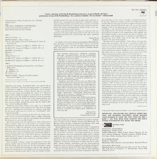 Walter Carlos : The Well-Tempered Synthesizer (LP, Album)