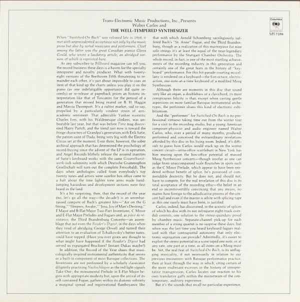 Walter Carlos : The Well-Tempered Synthesizer (LP, Album)