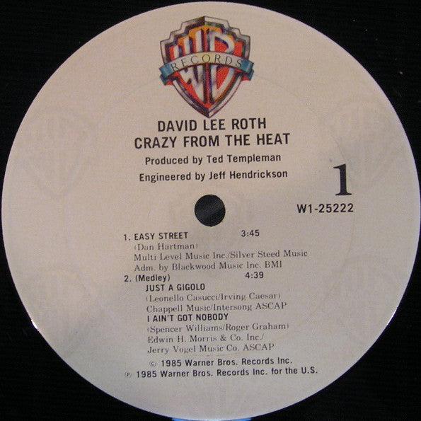 David Lee Roth : Crazy From The Heat (12", EP, Club)