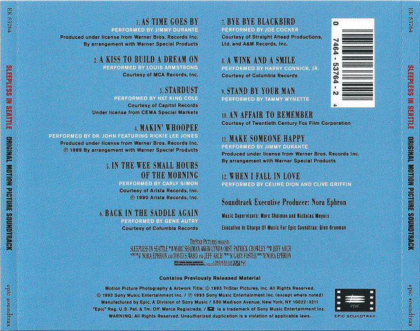 Various : Sleepless In Seattle (Original Motion Picture Soundtrack) (CD, Comp)