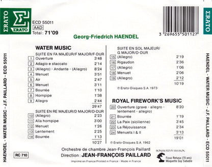 Georg Friedrich Händel - Orchestre De Chambre Jean-François Paillard, Jean-François Paillard : Water Music, Royal Firework's Music (CD, Comp)