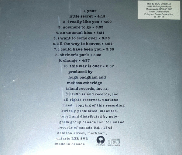 Melissa Etheridge : Your Little Secret (CD, Album, Club)