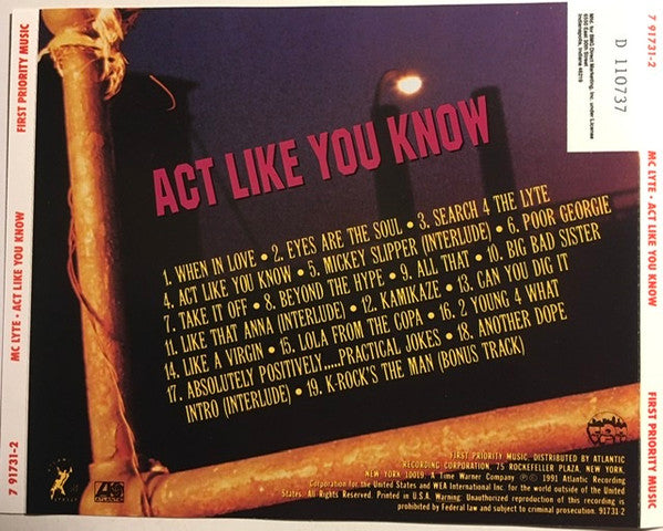 MC Lyte : Act Like You Know (CD, Album, Club, BMG)