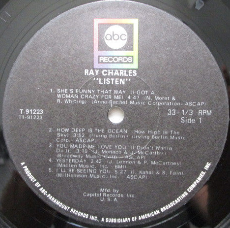 Ray Charles : Invites You To Listen (LP, Album, Mono, Club)