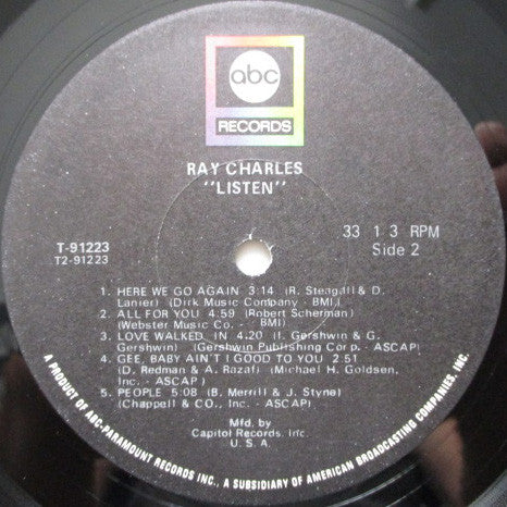 Ray Charles : Invites You To Listen (LP, Album, Mono, Club)