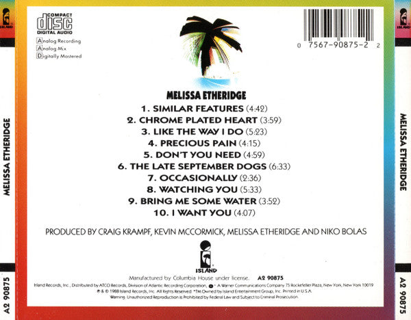 Melissa Etheridge : Melissa Etheridge (CD, Album, Club)