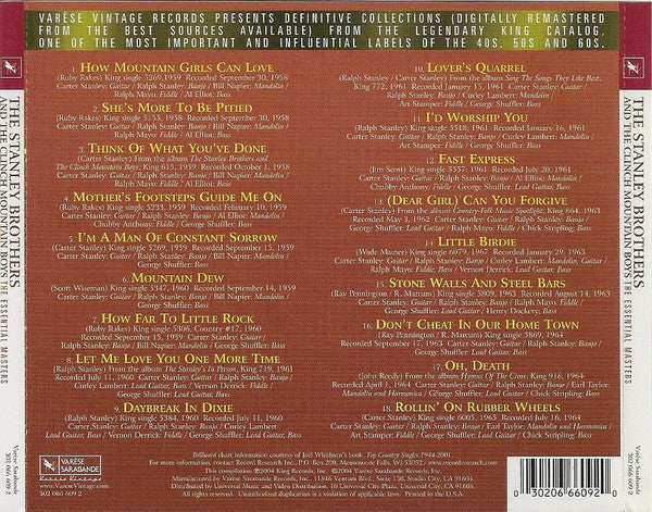 The Stanley Brothers And The Clinch Mountain Boys : The Essential Masters (CD, Comp, RM)