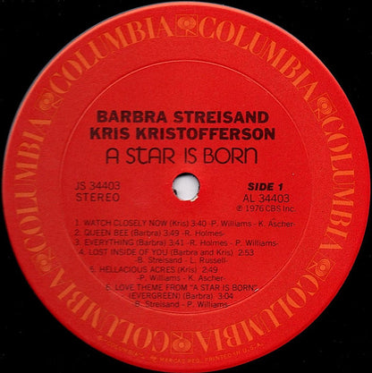 Barbra Streisand, Kris Kristofferson : A Star Is Born (LP, Album, Ter)