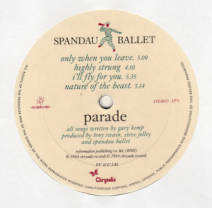 Spandau Ballet : Parade (LP, Album, Car)