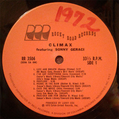 Climax (6) Featuring Sonny Geraci : Climax Featuring Sonny Geraci (LP, Album, Top)