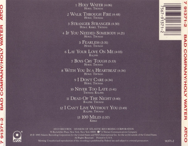 Bad Company (3) : Holy Water (CD, Album, SRC)