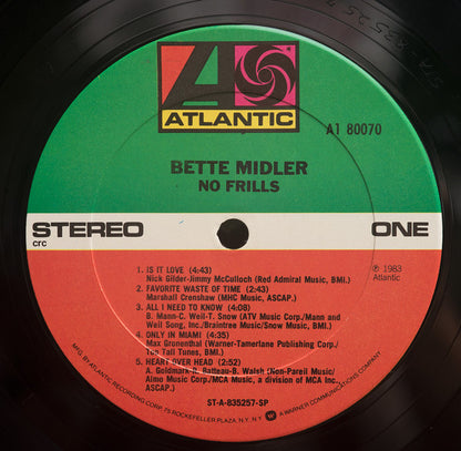 Bette Midler : No Frills (LP, Album, CRC)