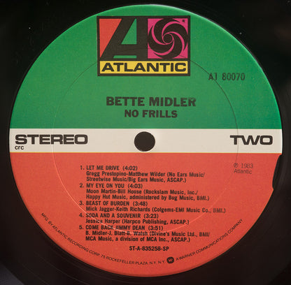 Bette Midler : No Frills (LP, Album, CRC)