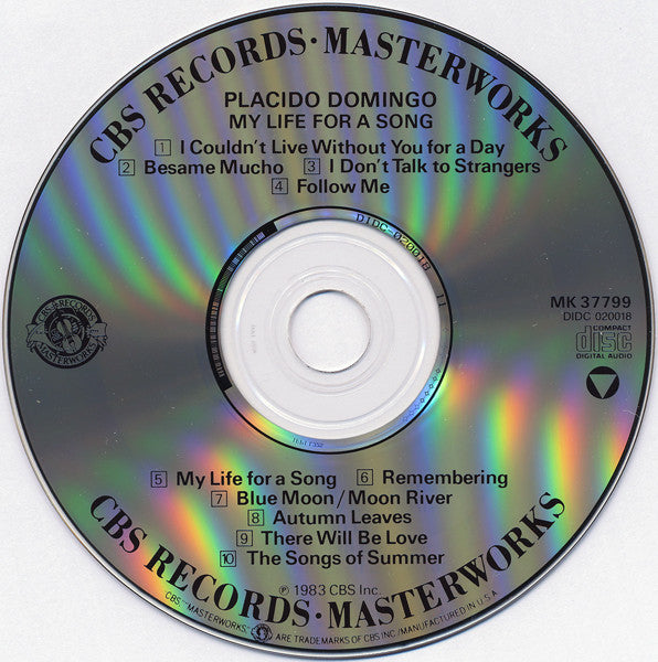 Placido Domingo : My Life For A Song (CD, Album, RE)