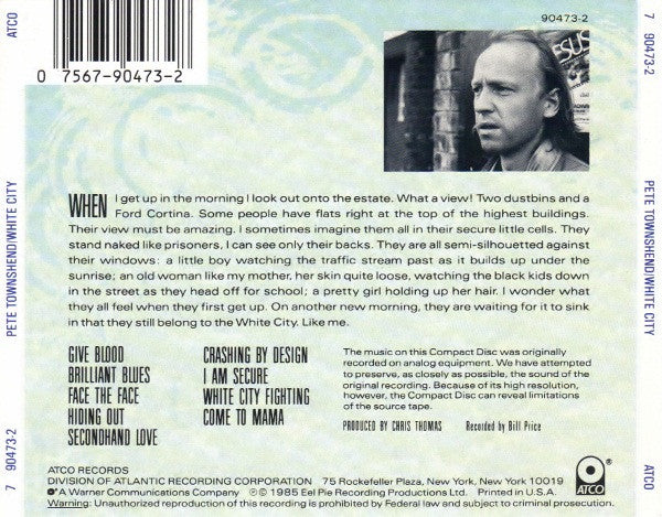 Pete Townshend : White City: A Novel (CD, Album, RE, RP, Spe)