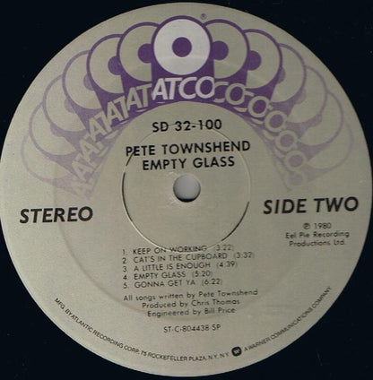 Pete Townshend : Empty Glass (LP, Album, SP )