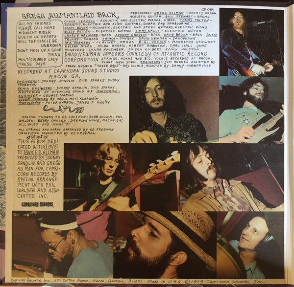Gregg Allman : Laid Back (LP, Album, Pit)