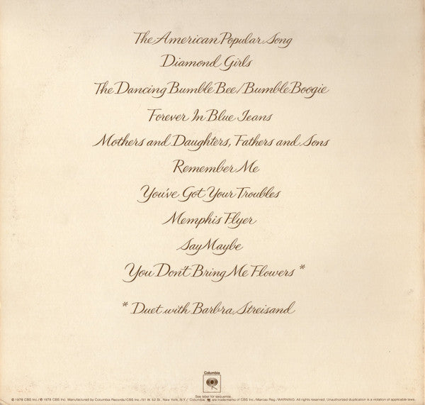 Neil Diamond : You Don't Bring Me Flowers (LP, Album, Pit)