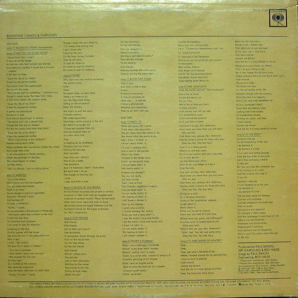 Simon & Garfunkel : Bookends (LP, Album, RE)
