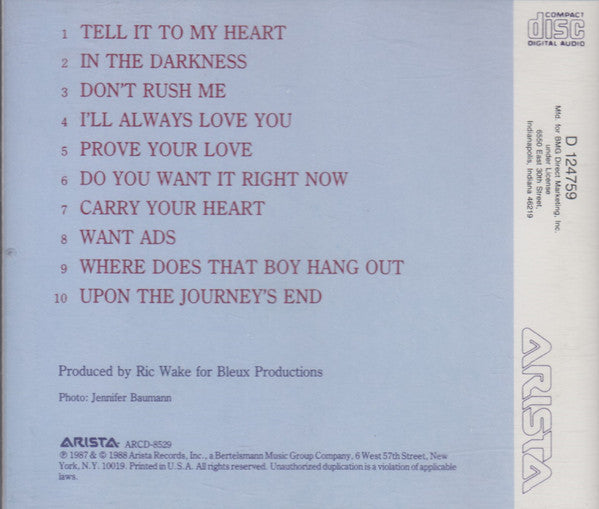 Taylor Dayne : Tell It To My Heart (CD, Album, Club, RE)