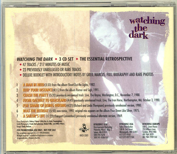 Richard Thompson : Watching The Dark Sampler (The History Of Richard Thompson) (CD, Comp, Promo, Smplr)