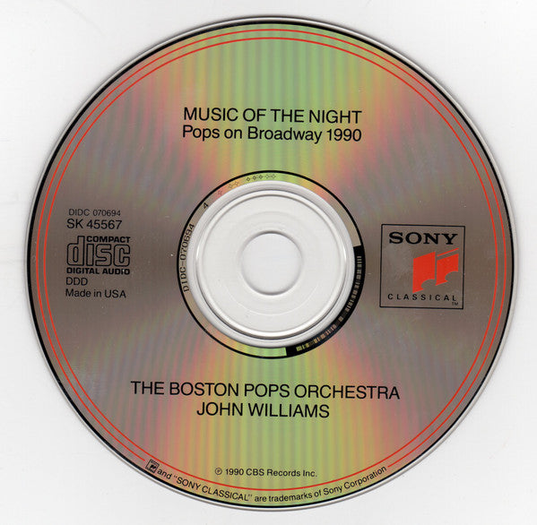The Boston Pops Orchestra, John Williams (4) : Music Of The Night (Pops On Broadway 1990) (CD, Album)
