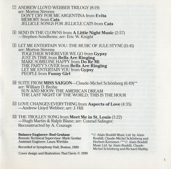 The Boston Pops Orchestra, John Williams (4) : Music Of The Night (Pops On Broadway 1990) (CD, Album)