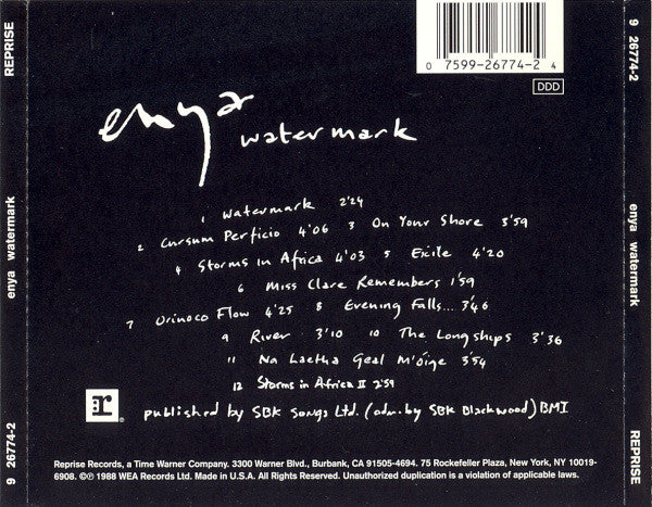 Enya : Watermark (CD, Album, RE)