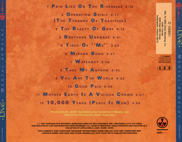 Live : Mental Jewelry (CD, Album, Club)