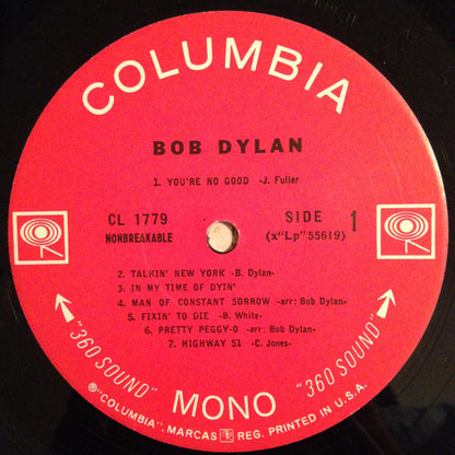 Bob Dylan : Bob Dylan (LP, Album, Mono, RP, Scr)