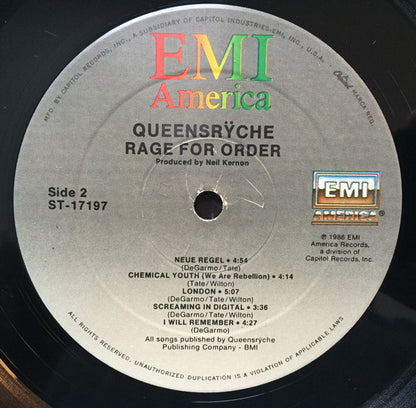 Queensrÿche : Rage For Order (LP, Album, Bla)