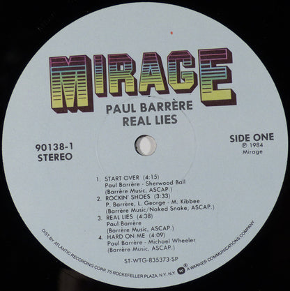 Paul Barrere : Real Lies (LP, Album)